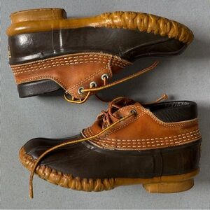 L.L. Bean Two-Tone Brown & Tan Duck Boots - Lace-Up Ankle Booties